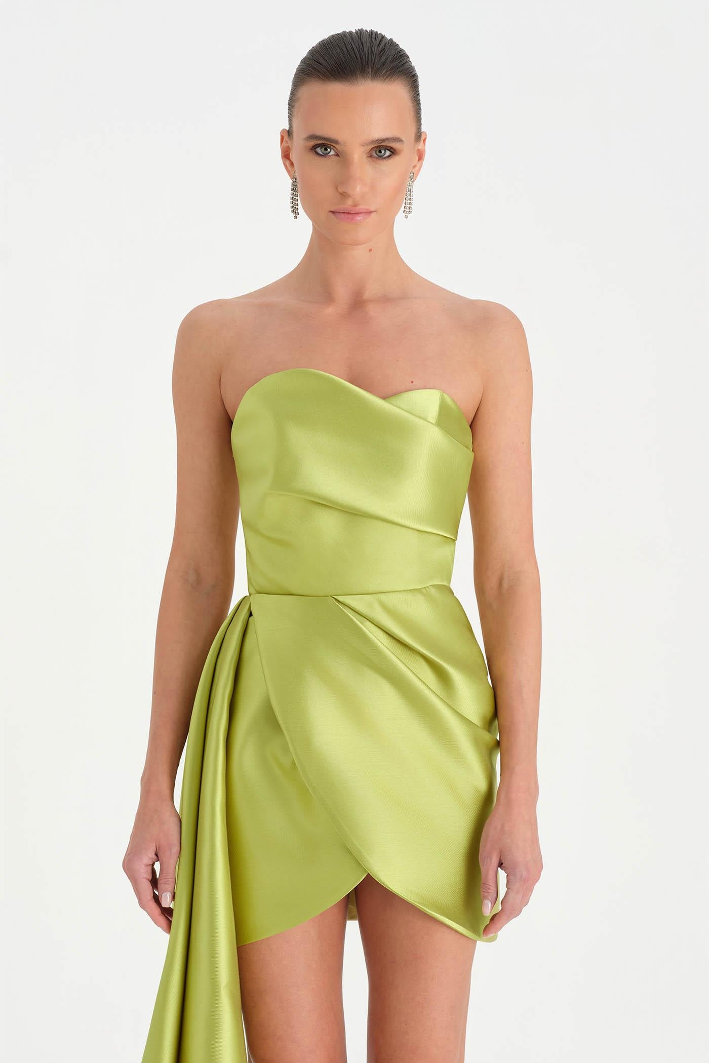 Belden Kuyruklu Mini Kısa Abiye Elbise - 26137C