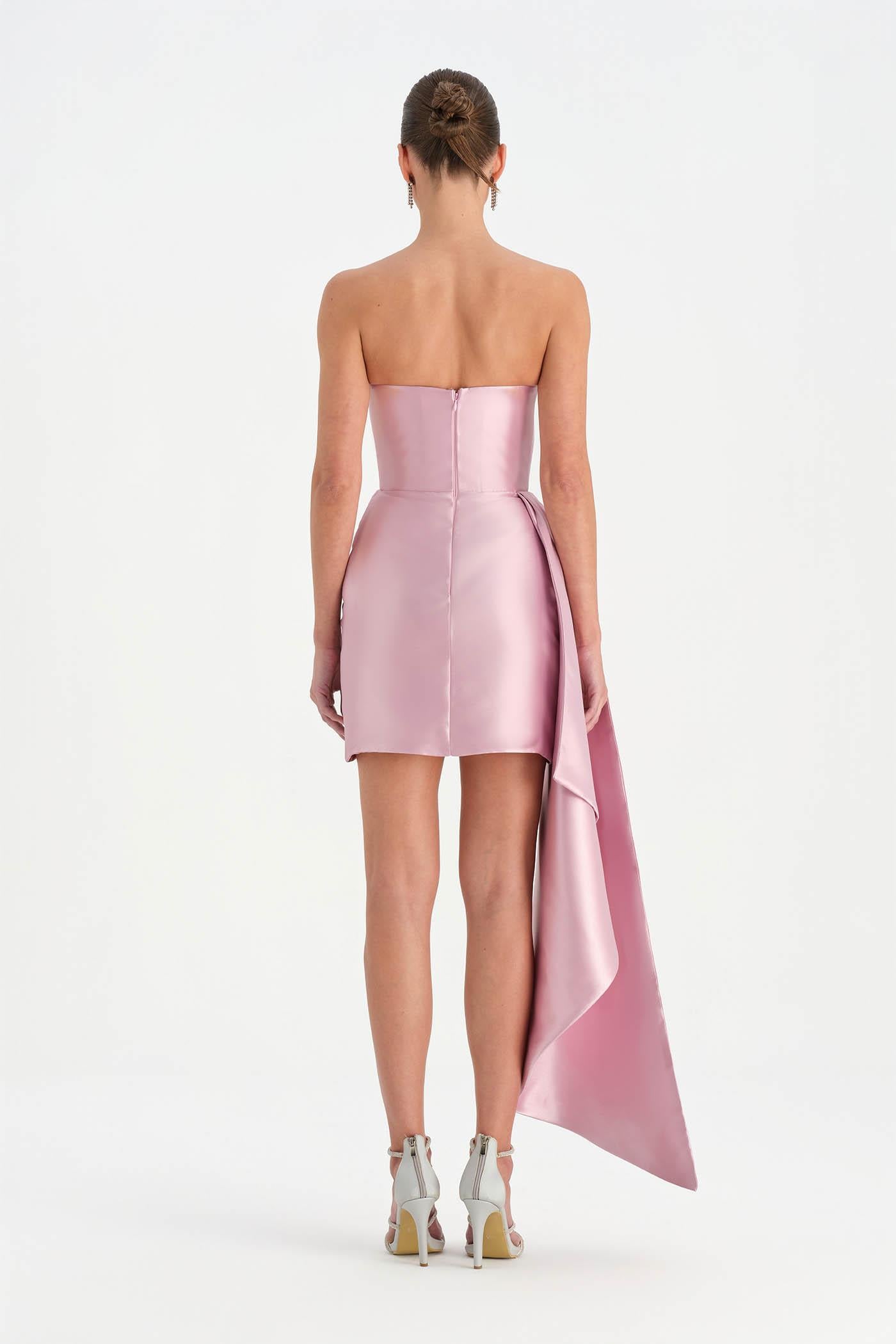 Belden Kuyruklu Mini Kısa Abiye Elbise - 26137C