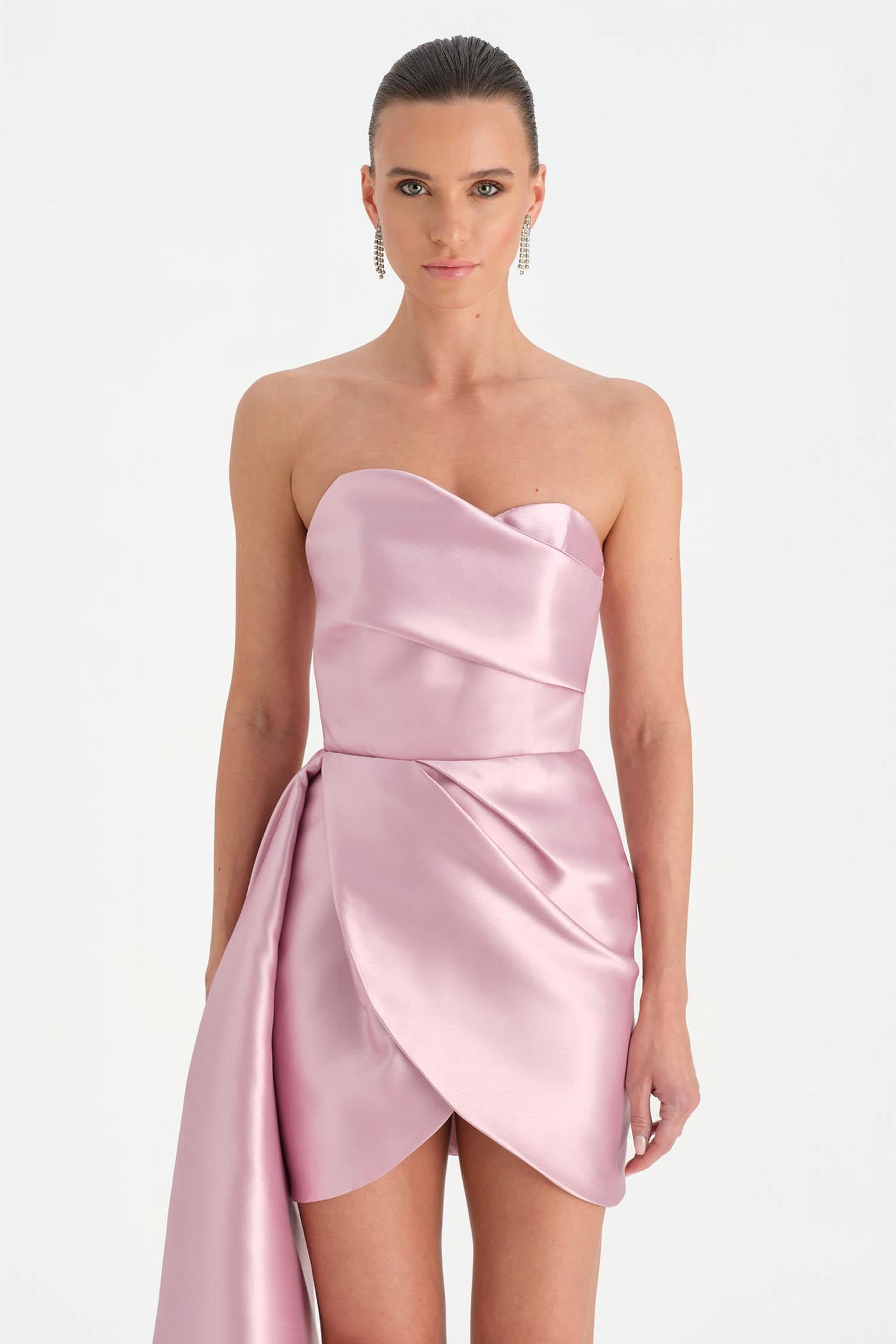 Belden Kuyruklu Mini Kısa Abiye Elbise - 26137C