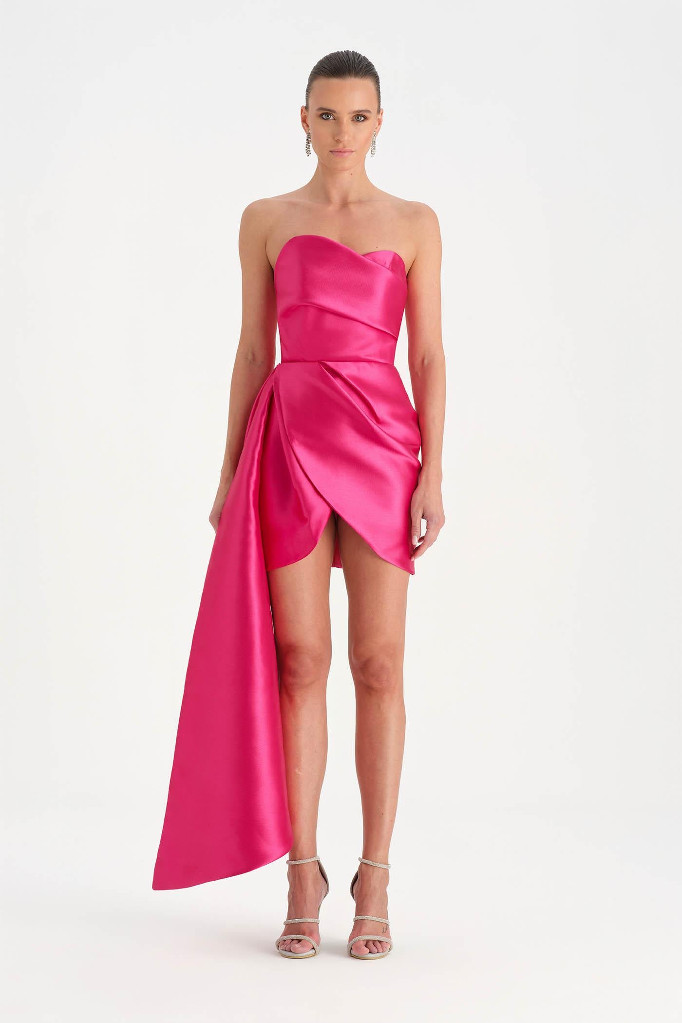 Belden Kuyruklu Mini Kısa Abiye Elbise - 26137C