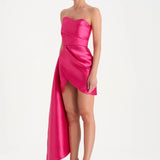 Belden Kuyruklu Mini Kısa Abiye Elbise - 26137C