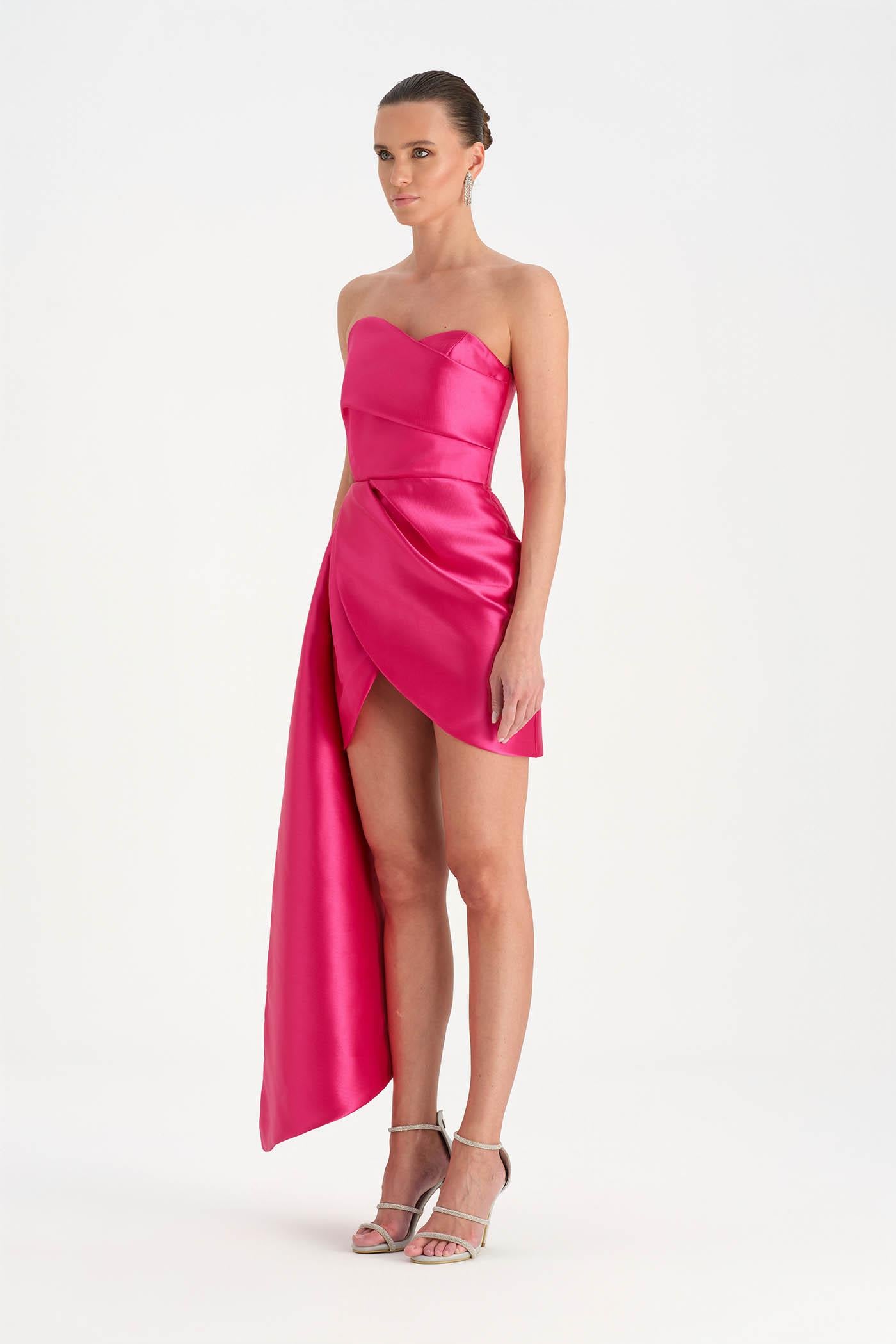 Belden Kuyruklu Mini Kısa Abiye Elbise - 26137C