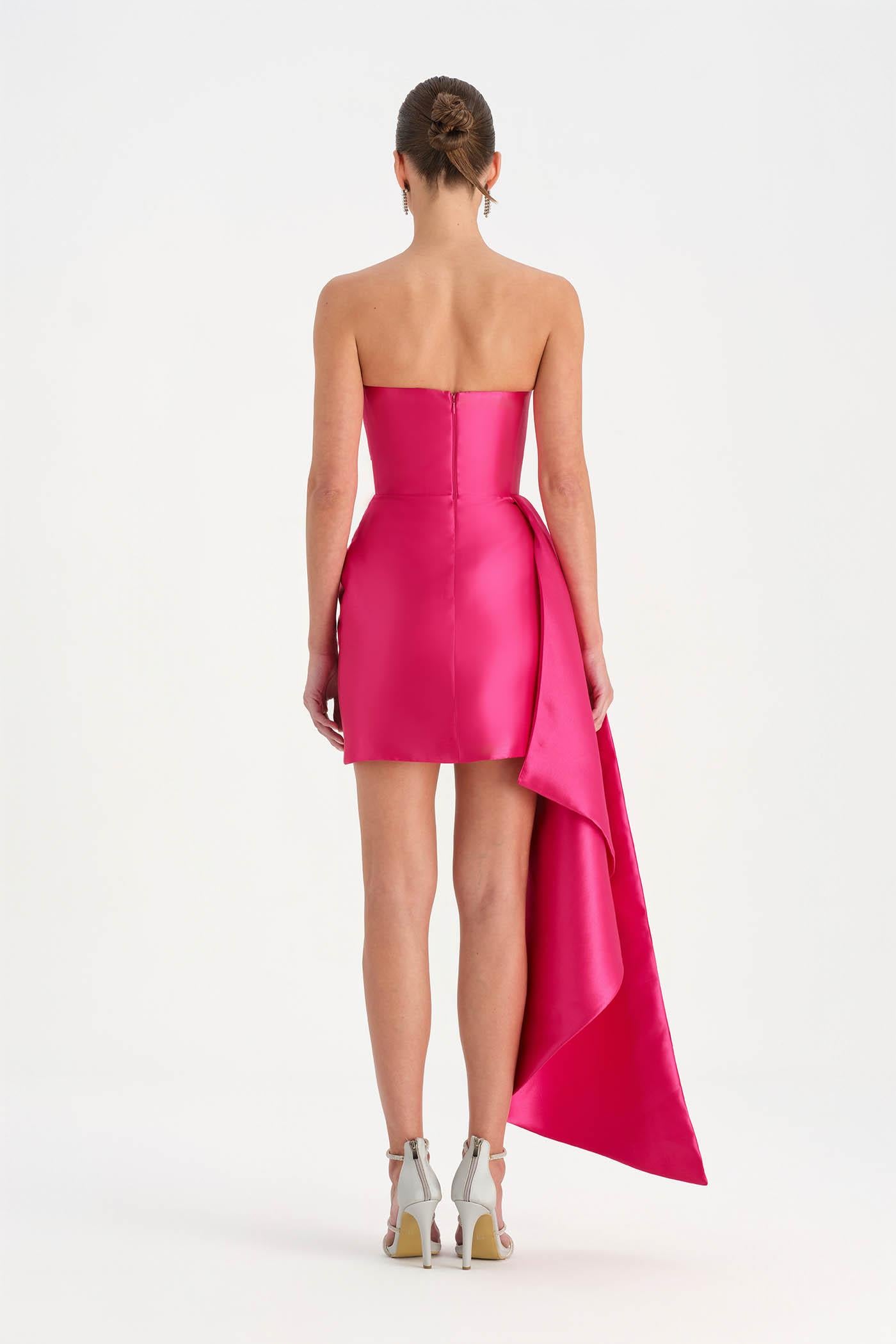 Belden Kuyruklu Mini Kısa Abiye Elbise - 26137C