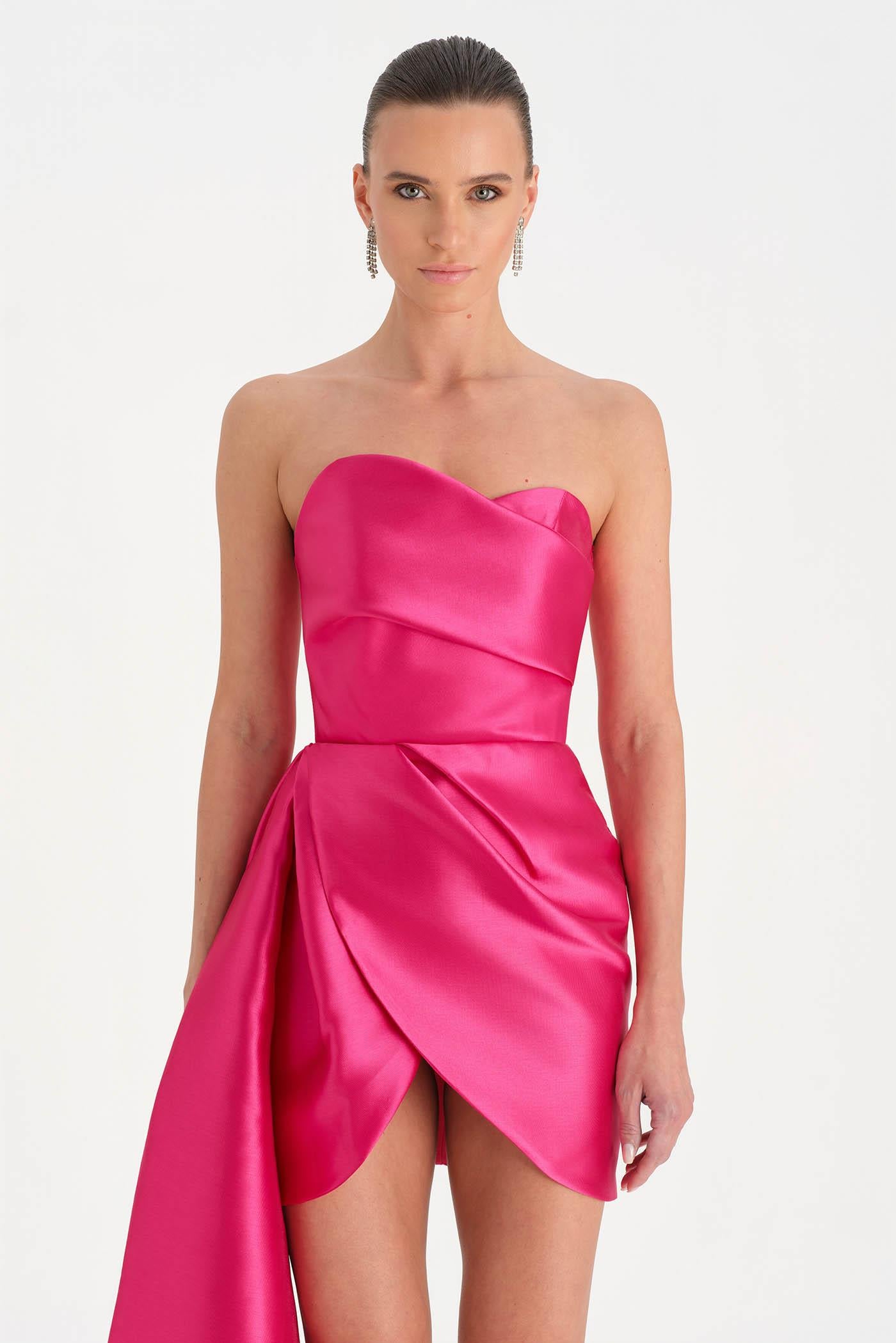 Belden Kuyruklu Mini Kısa Abiye Elbise - 26137C