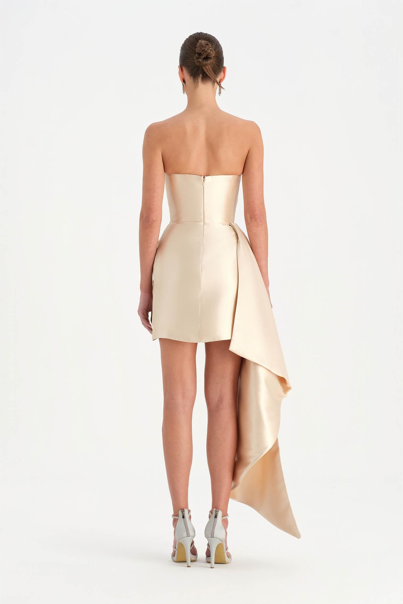 Belden Kuyruklu Mini Kısa Abiye Elbise - 26137C