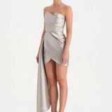 Belden Kuyruklu Mini Kısa Abiye Elbise - 26137C