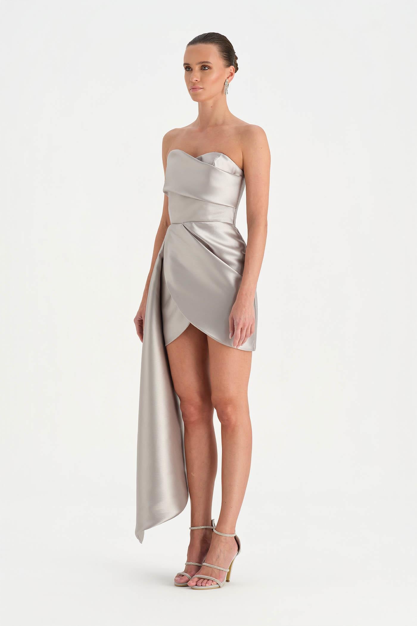 Belden Kuyruklu Mini Kısa Abiye Elbise - 26137C