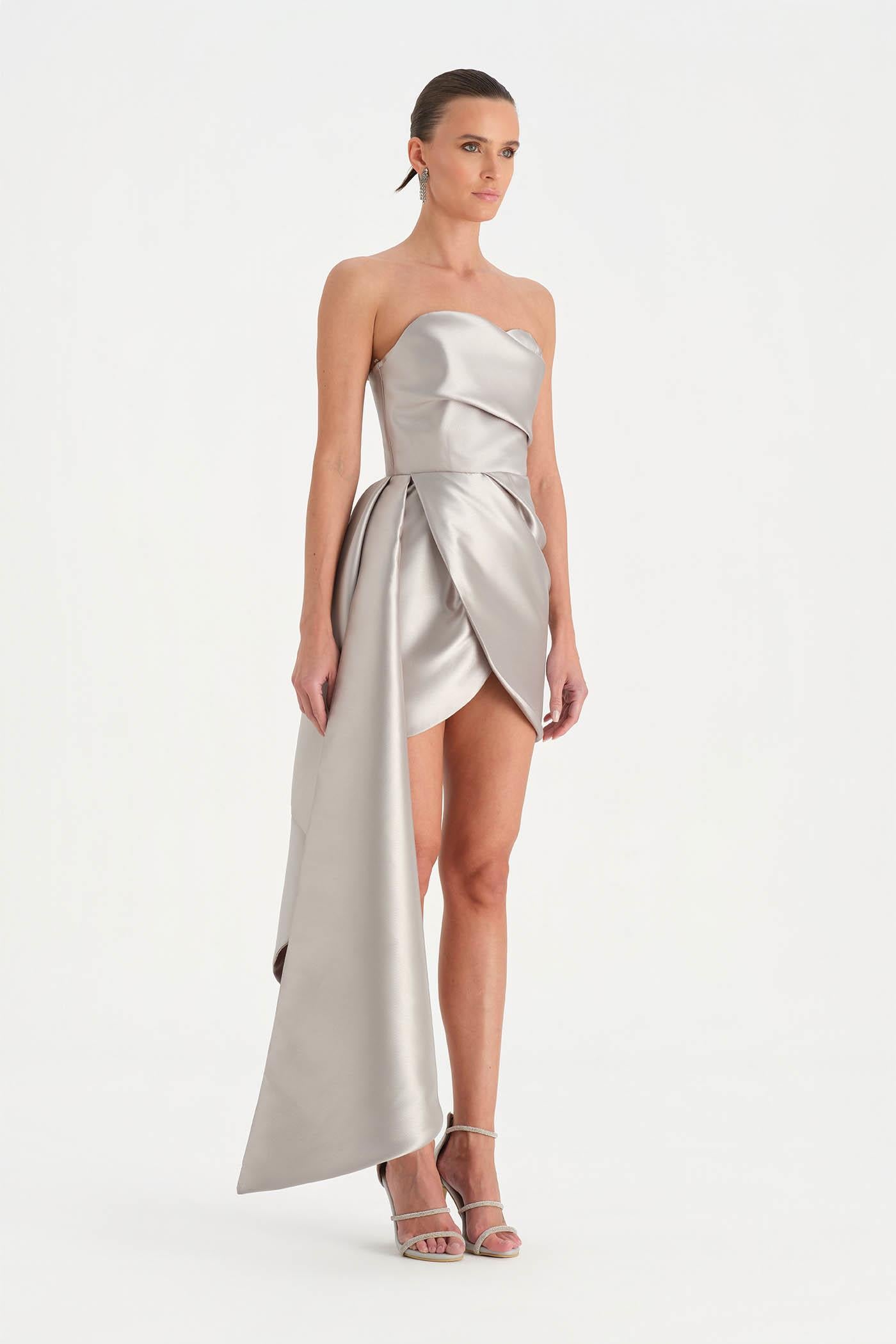 Belden Kuyruklu Mini Kısa Abiye Elbise - 26137C