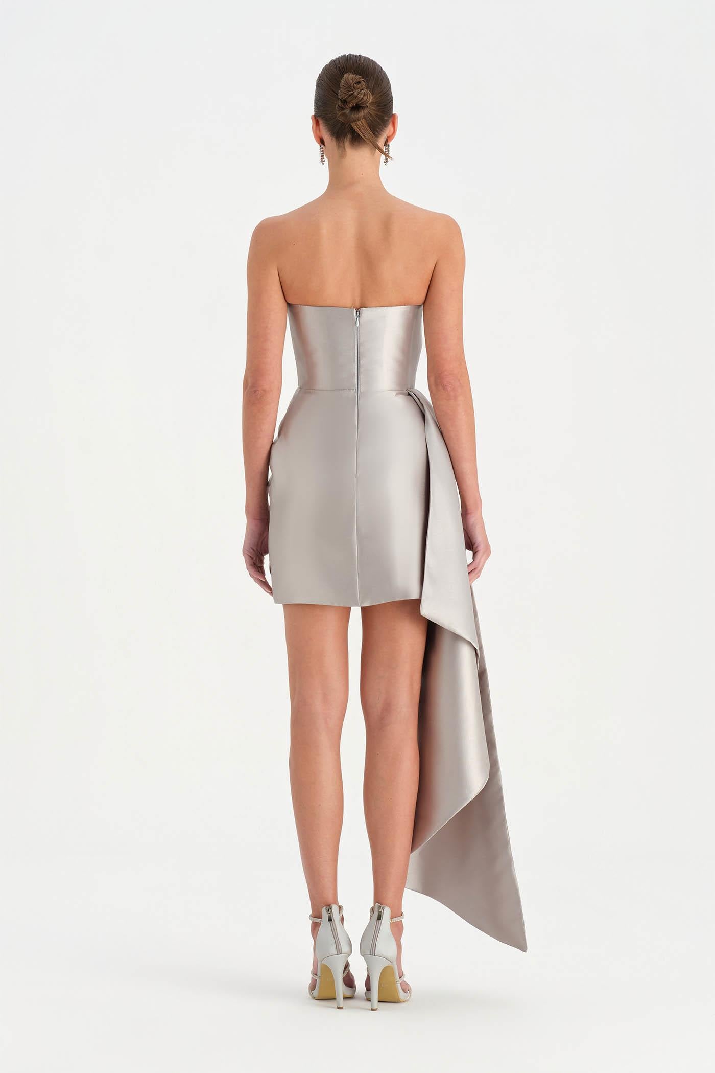 Belden Kuyruklu Mini Kısa Abiye Elbise - 26137C