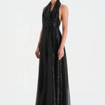 Long Evening Dress with Stone Neck Straps - 26050C