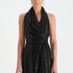 Long Evening Dress with Stone Neck Straps - 26050C