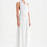 Long Evening Dress with Stone Neck Straps - 26050C