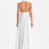 Long Evening Dress with Stone Neck Straps - 26050C