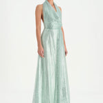 Long Evening Dress with Stone Neck Straps - 26050C