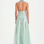 Long Evening Dress with Stone Neck Straps - 26050C
