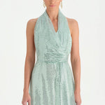 Long Evening Dress with Stone Neck Straps - 26050C