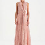 Long Evening Dress with Stone Neck Straps - 26050C
