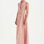 Long Evening Dress with Stone Neck Straps - 26050C