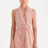 Long Evening Dress with Stone Neck Straps - 26050C