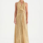 Long Evening Dress with Stone Neck Straps - 26050C