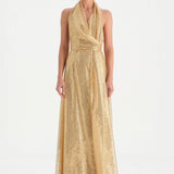 Long Evening Dress with Stone Neck Straps - 26050C