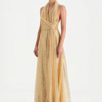 Long Evening Dress with Stone Neck Straps - 26050C