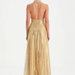 Long Evening Dress with Stone Neck Straps - 26050C