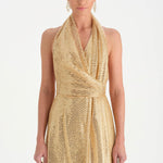 Long Evening Dress with Stone Neck Straps - 26050C
