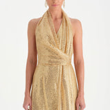 Long Evening Dress with Stone Neck Straps - 26050C