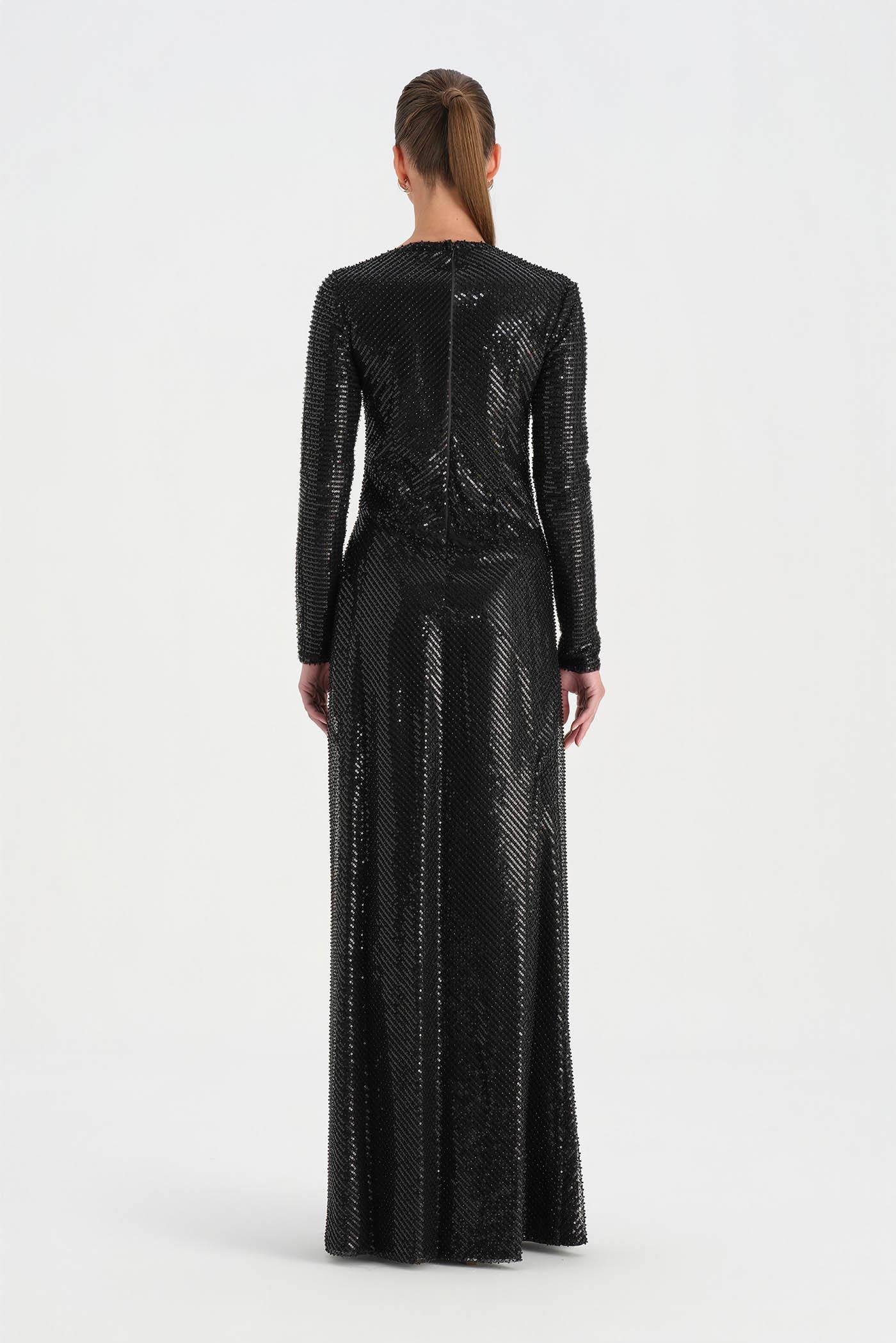 Taşlı Yırtmaçlı Abiye Elbise - 26049C