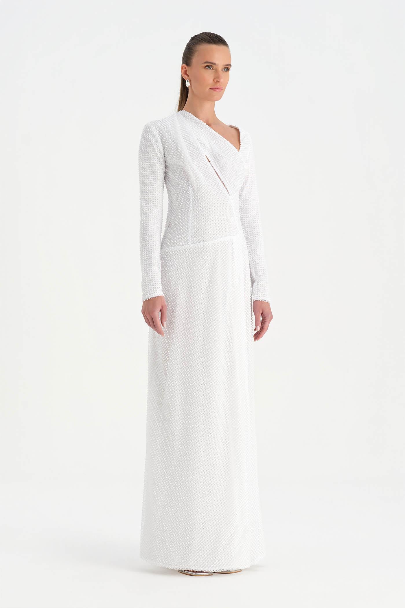 Taşlı Yırtmaçlı Abiye Elbise - 26049C