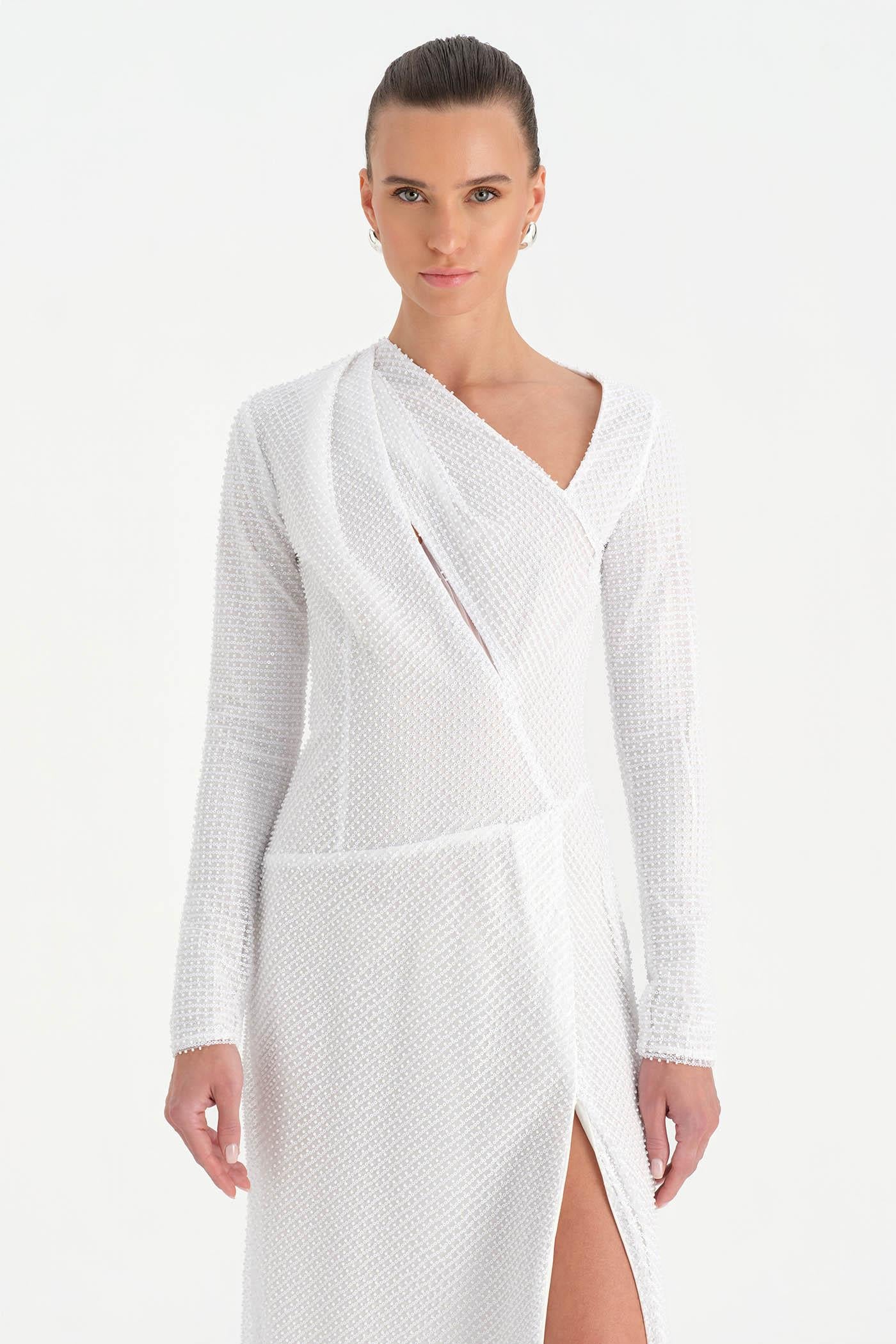 Taşlı Yırtmaçlı Abiye Elbise - 26049C