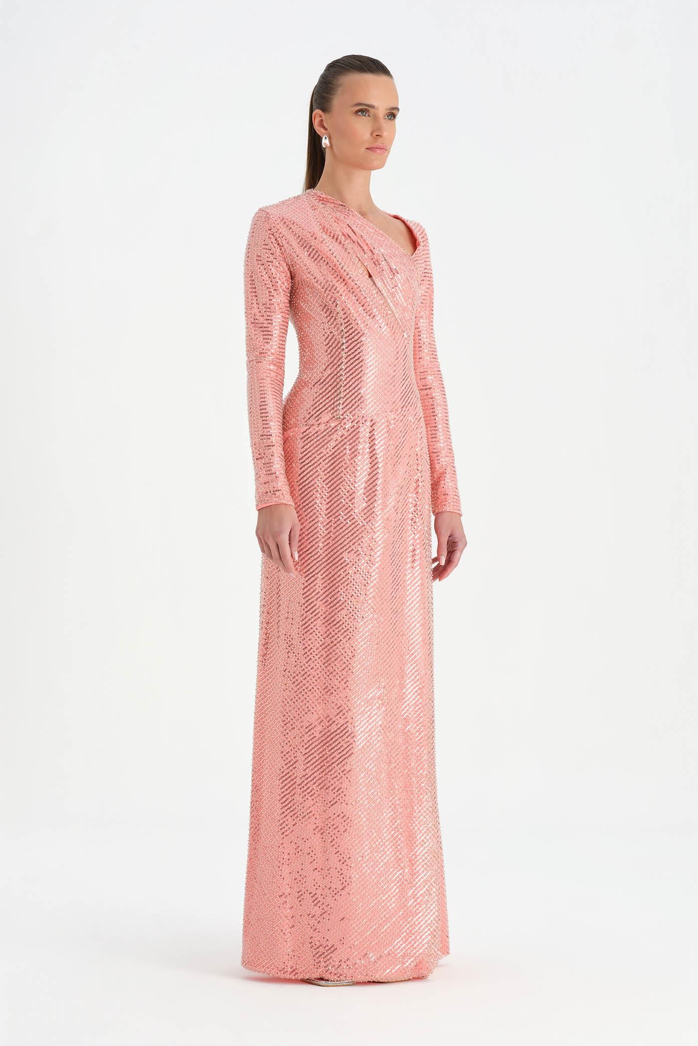 Taşlı Yırtmaçlı Abiye Elbise - 26049C