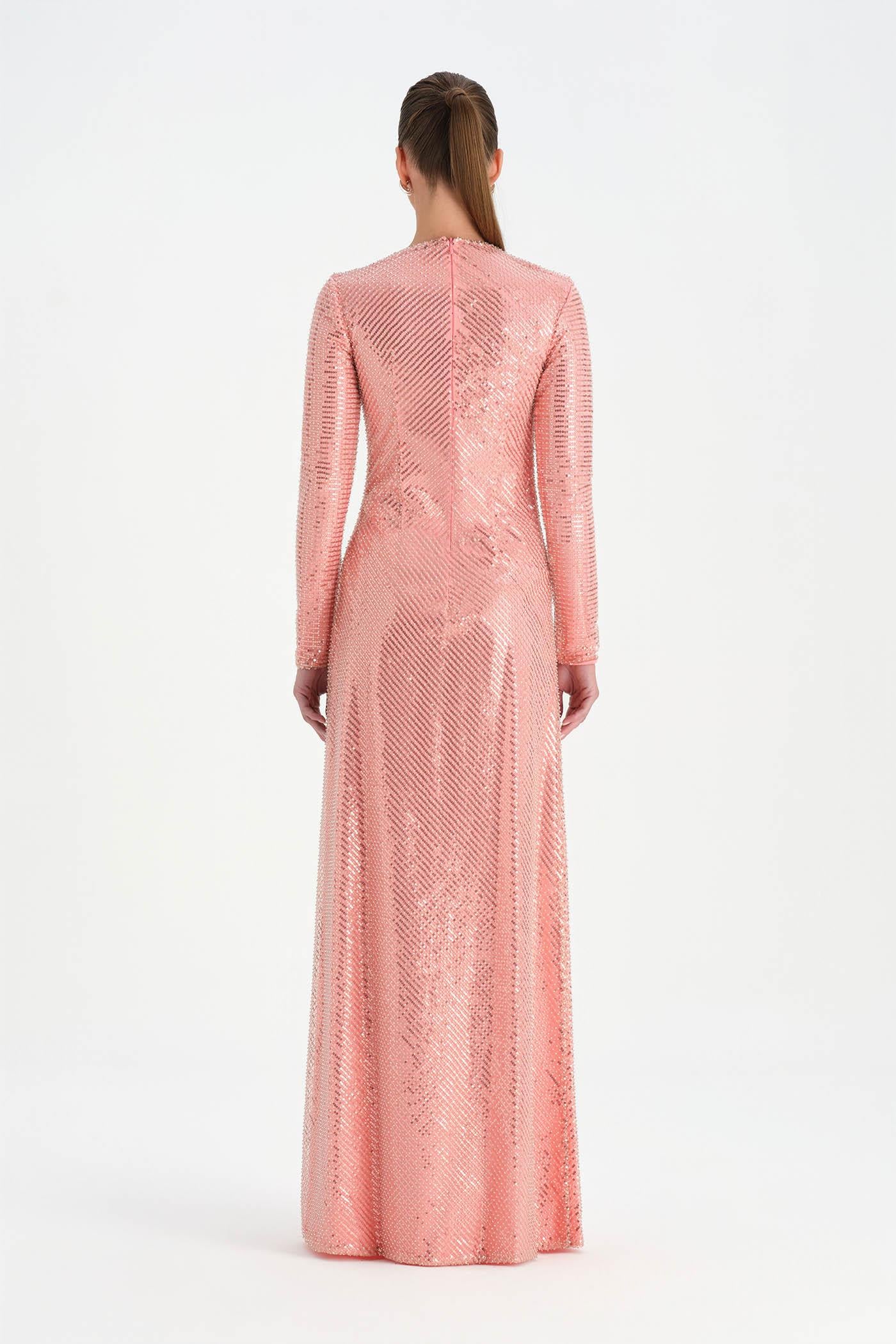 Taşlı Yırtmaçlı Abiye Elbise - 26049C