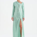 Evening Dress with Stone Slits - 26049C