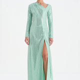 Evening Dress with Stone Slits - 26049C
