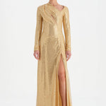 Evening Dress with Stone Slits - 26049C