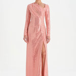Evening Dress with Stone Slits - 26049C