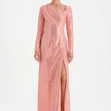 Evening Dress with Stone Slits - 26049C