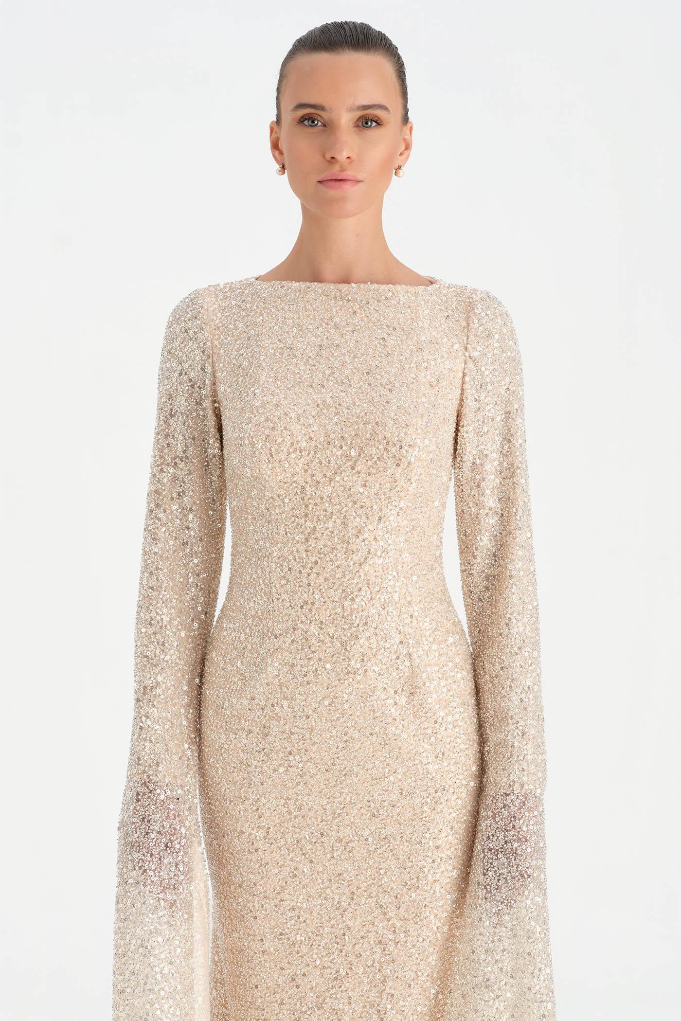 Taşlı Tesettür Abiye Elbise - 26070C