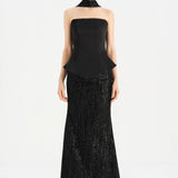 Saten Büstiyerli Taşlı Abiye Takım - 26067C