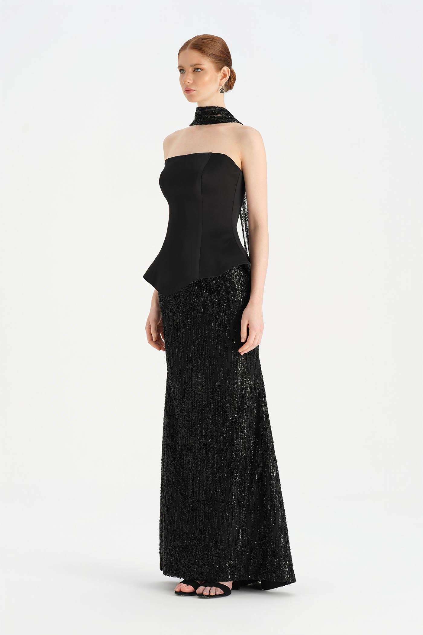 Saten Büstiyerli Taşlı Abiye Takım - 26067C