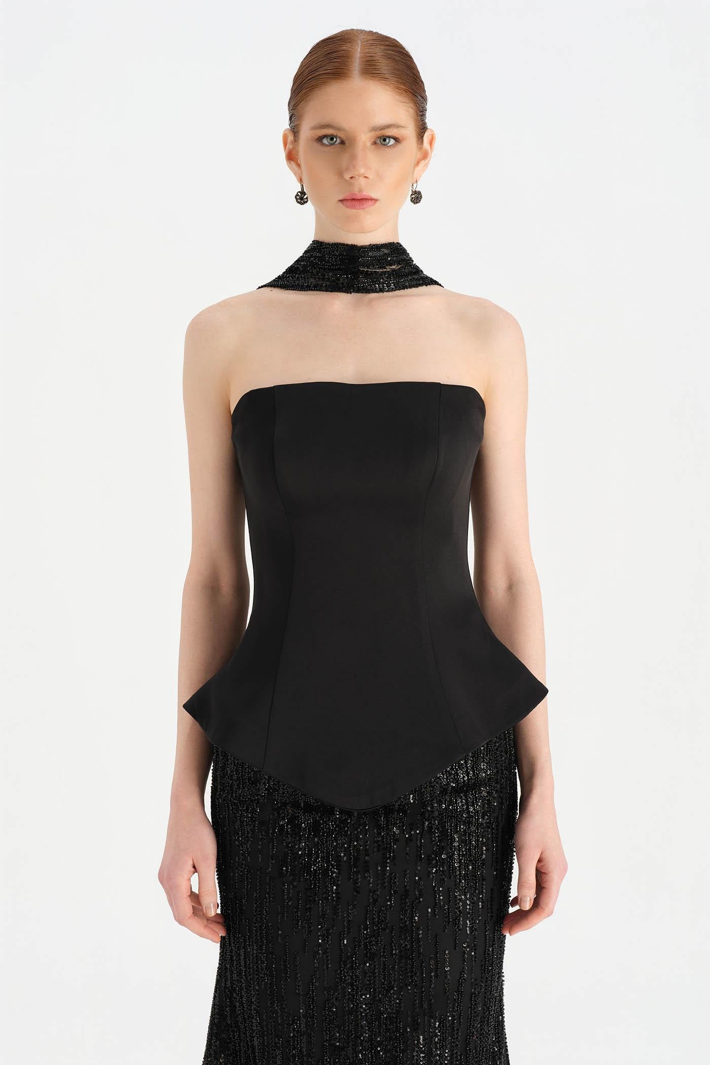 Saten Büstiyerli Taşlı Abiye Takım - 26067C