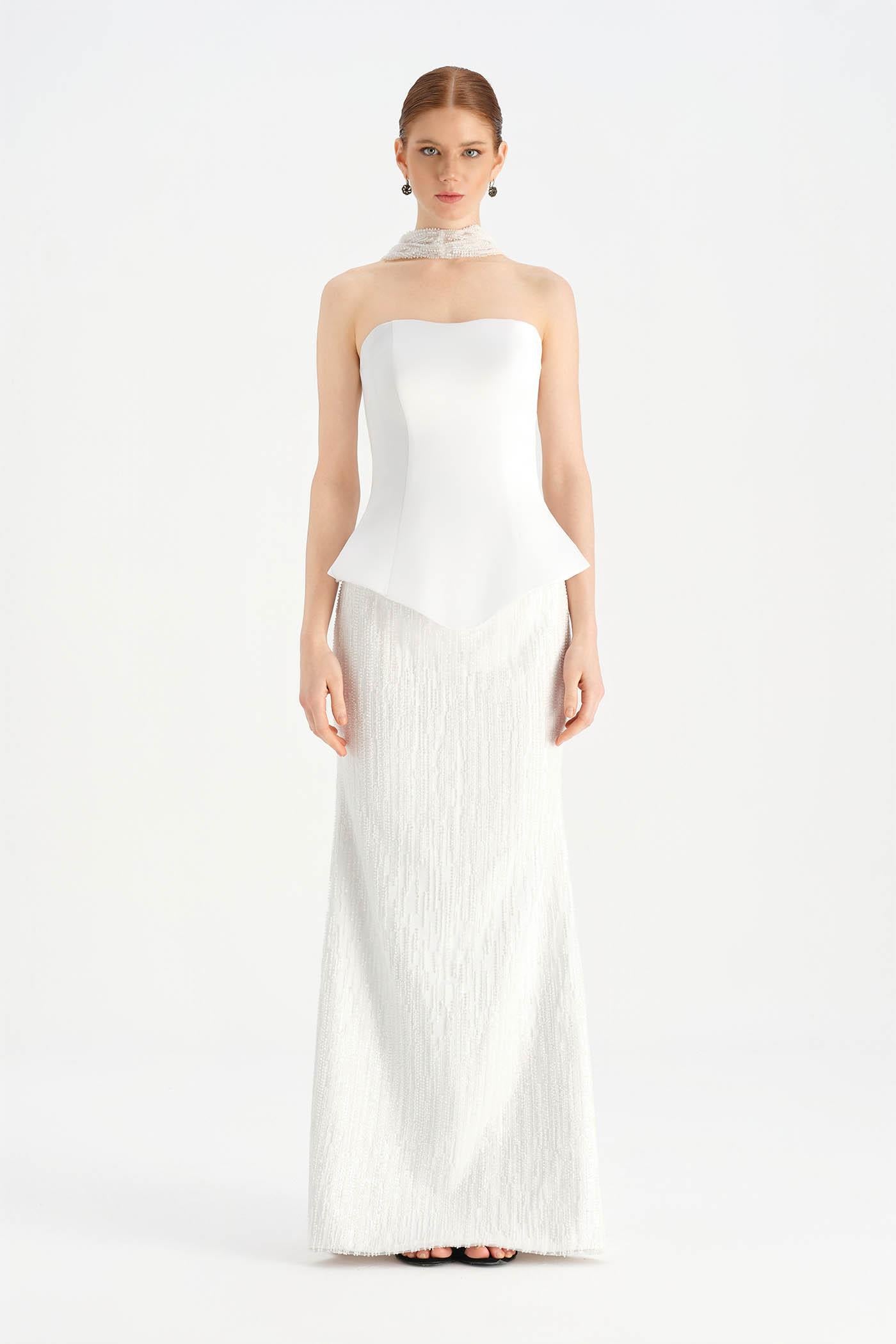 Saten Büstiyerli Taşlı Abiye Takım - 26067C