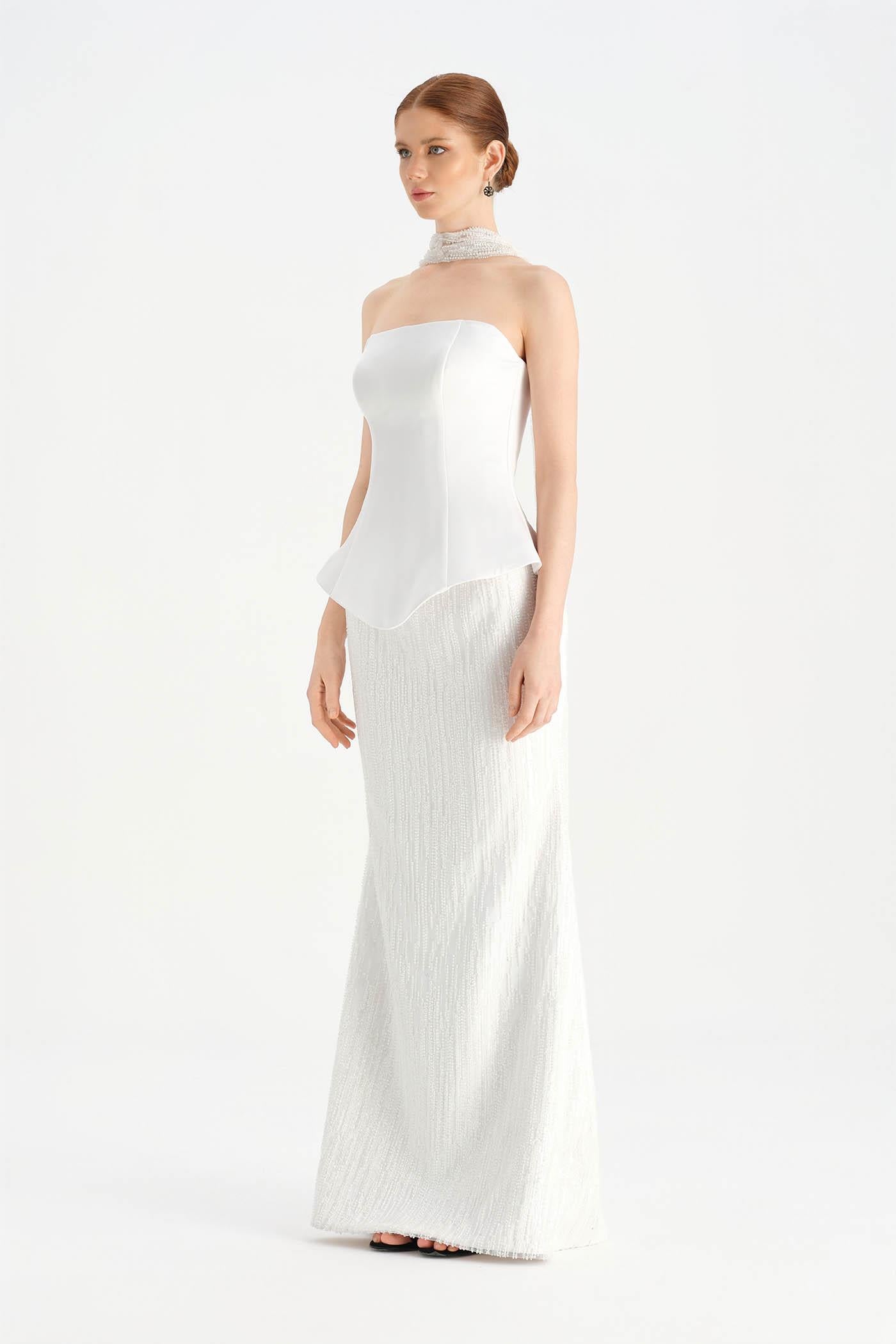 Saten Büstiyerli Taşlı Abiye Takım - 26067C