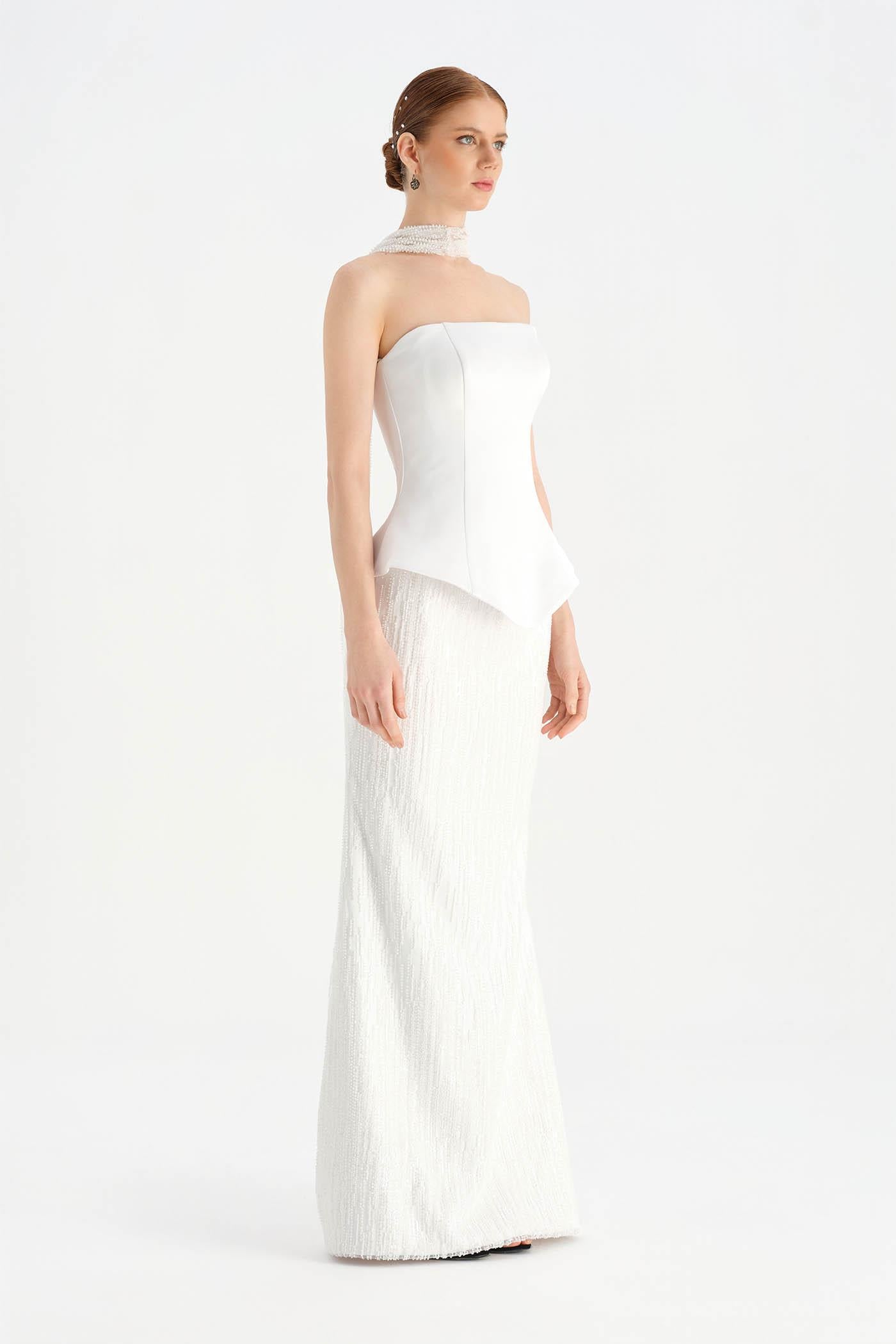 Saten Büstiyerli Taşlı Abiye Takım - 26067C