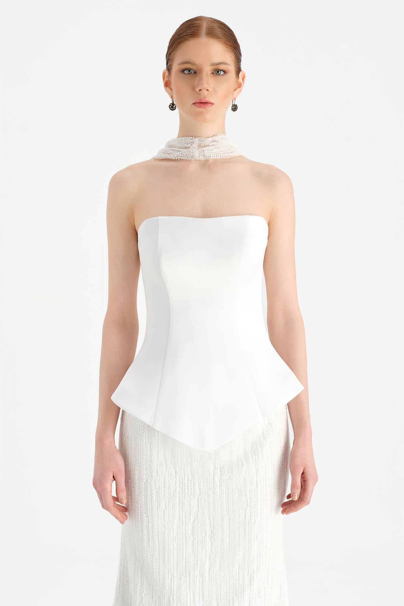 Saten Büstiyerli Taşlı Abiye Takım - 26067C