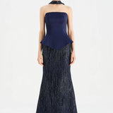 Saten Büstiyerli Taşlı Abiye Takım - 26067C