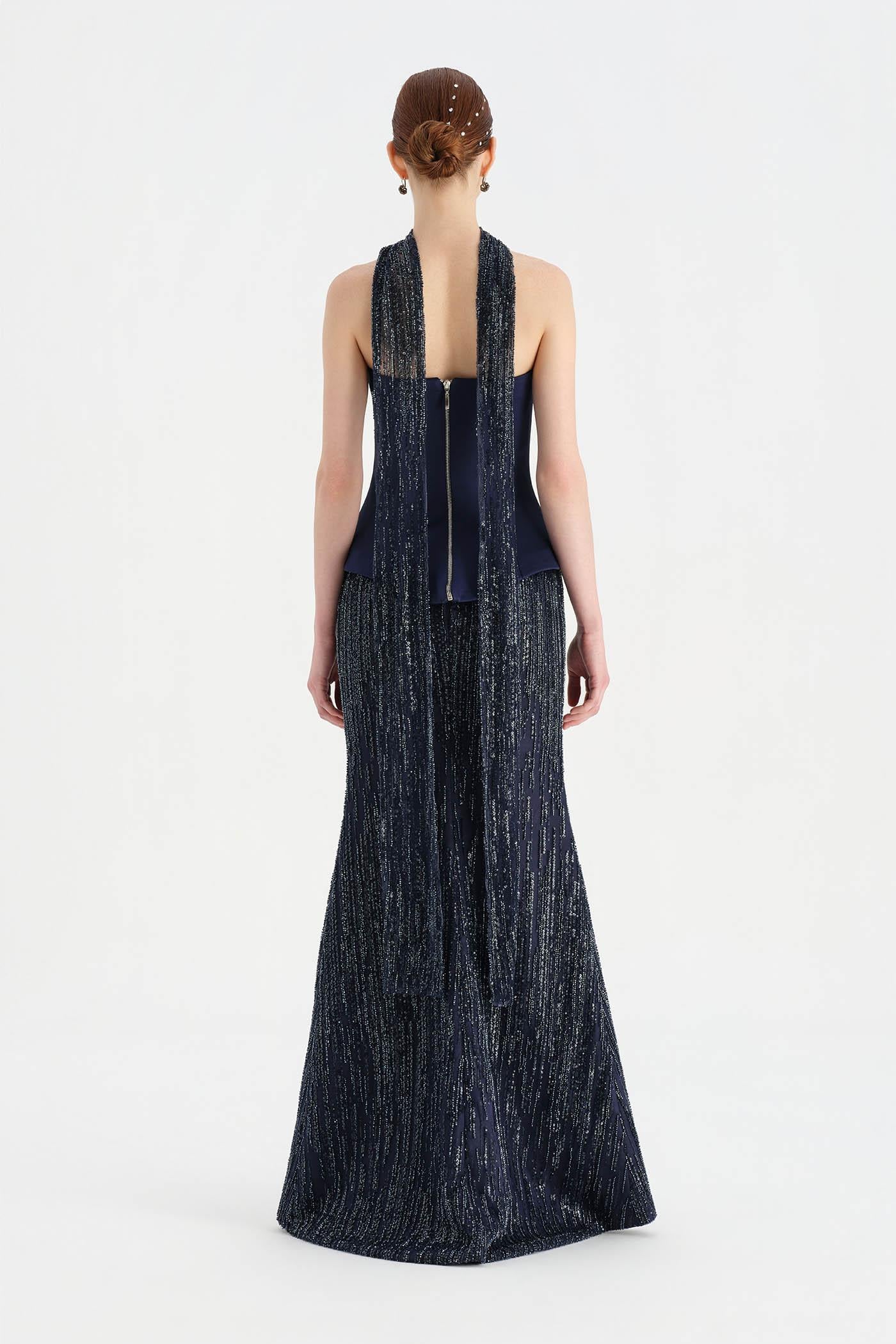 Saten Büstiyerli Taşlı Abiye Takım - 26067C