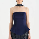 Saten Büstiyerli Taşlı Abiye Takım - 26067C